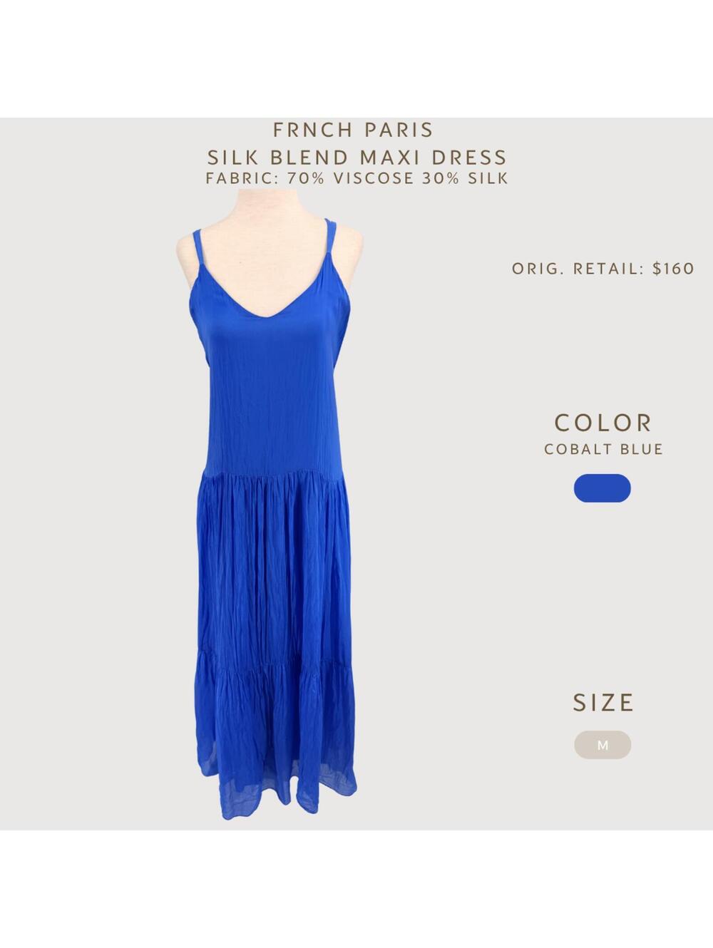 FRNCH Paris Silk Blend Tiered Maxi Dress M - Picture 2 of 9